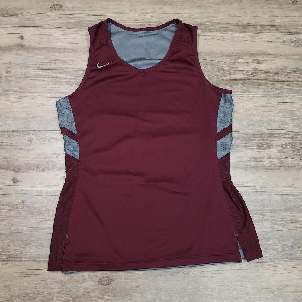 Nike Reversible Jersey Womens Medium Maroon Gray Athletic Basketball Tank Top